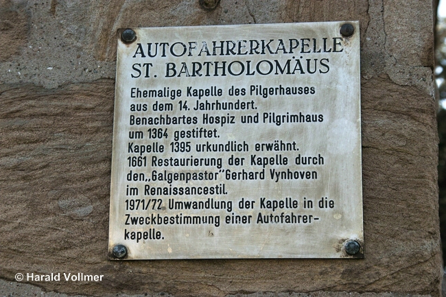 Tafel an der Autofahrerkapelle