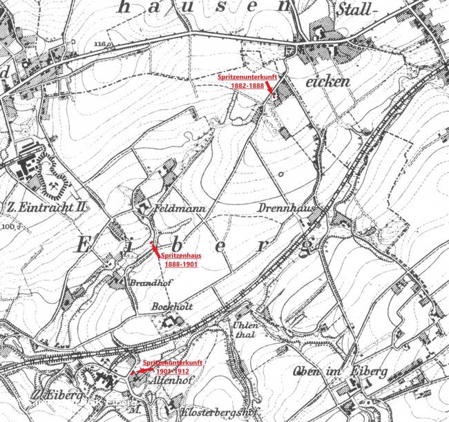 Standorte Eiberger Feuerspritze 1882 - 1912 Karte 1894