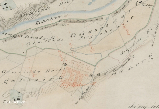 Lageplan des Horster Eisenwerkes 1857